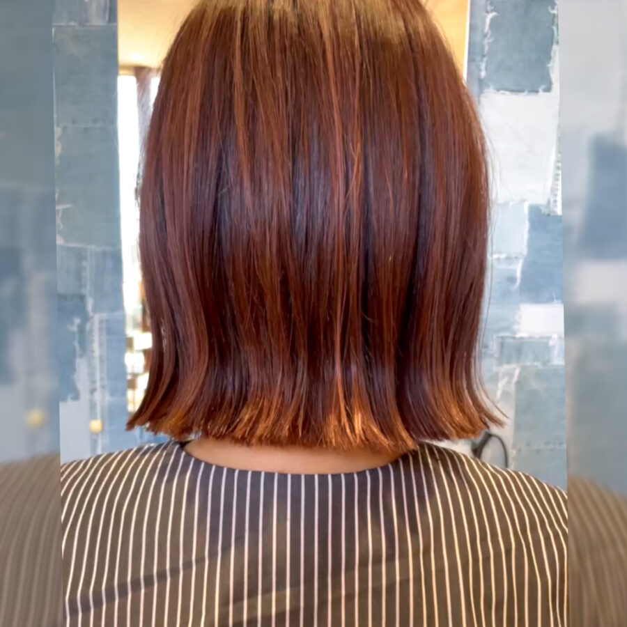 派手になり過ぎない明るく元気なカラー【 細めハイライト × アプリコットカラー 】